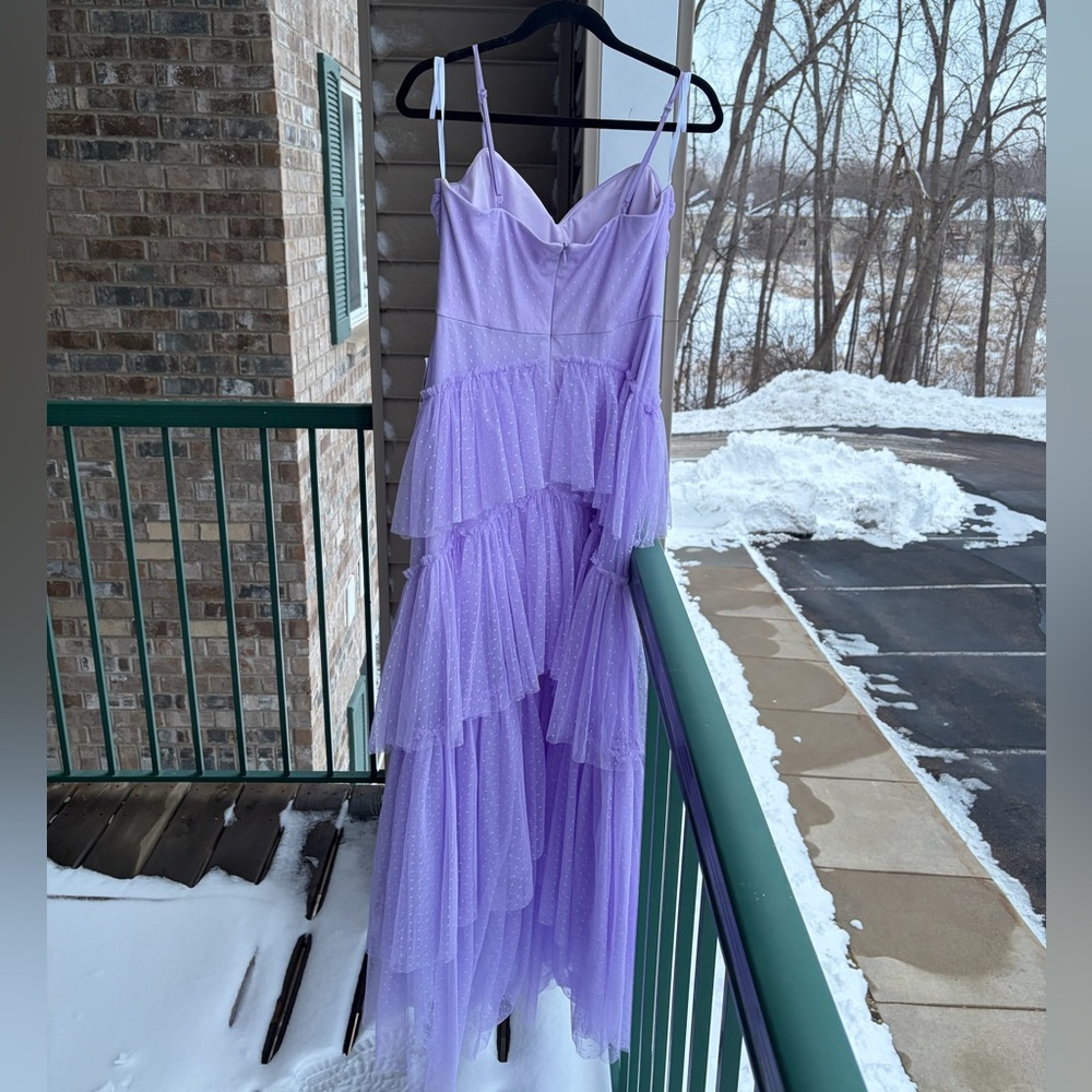 🆕 NEXT/UP Lavender Swiss Dot Tiered Tulle Maxi Dress Size 11/12 Prom Formal Gown - Picture 4 of 16